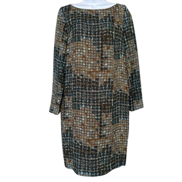 Piazza Sempione 100% Silk Sheath Dress Women's IT 42 / US 6 Tile Mosaic Print - Picture 1 of 6
